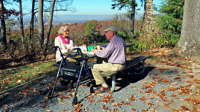 Park visitors enjoy a meal at Kings Gap Environmental Education Center